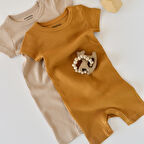 2'li Kısa Kollu Tulum 11404 Hardal - Somon