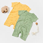 2'li Kısa Kollu Tulum 11426 Limon - Badem Yeşili