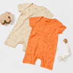 2'li Kısa Kollu Tulum 11427 Taş - Kayısı