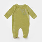 Kadife Uzun Kollu Ayaklı Tulum 6038 Açık Yeşil