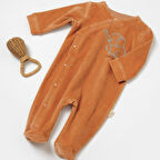 Kadife Uzun Kollu Ayaklı Tulum 6039 Kiremit