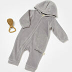 Kadife Fermuarlı Uzun Kollu Tulum 6046 Gri