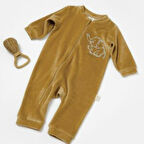 Kadife Fermuarlı Uzun Kollu Tulum 6055 Hardal