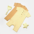 2'li Kısa Kollu Tulum 9037 Sarı-Kahverengi