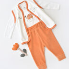 3'lü Kaplumbağa Kadife Yelek Takım 6025 Mercan