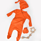 4'lü Takım (Ayaklı Pantolon-Uzun Kollu Tişört-Şapka-Eldiven) 24512 Nar