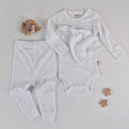 3'lü Takım Pantolon-Çıt Çıtlı Badi-Şapka 22511 Beyaz