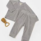 Kadife Pantolon & Tişört Takım 6051 Gri