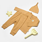 3'lü Fitilli Takım ( Pantolon-Tişört-Şapka ) 9003 Kahverengi