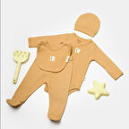 4'lü Fitilli Ayaklı Takım ( Pantolon-Zıbın-Şapka-Önlük) 9009 Kahverengi