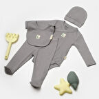 4'lü Fitilli Ayaklı Takım ( Pantolon-Zıbın-Şapka-Önlük) 9011 Gri