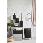 7 Parça Siyah Banyo Seti Metal Stantlı Kovalı Wc Kağıtlık Kozmetik Kutusu Diş Fırçalık Ve Sabunlukla