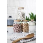 3 Lü Set Bambu Kapaklı Cam Kavanoz & Erzak Saklama Kabı 800 ml Orta Boy ( Vakum Kapak )