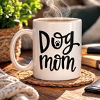 Dog Mom Yazılı Porselen Kupa MODEL 180 – Köpek Severlere Özel Tasarım Kahve Kupası – Sevimli Pati Desenli Hediye Kupa