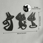 3’lü Dekoratif Kedi Duvar Tablosu MDF Lazer Kesim Modern Duvar Süsü Minimal Kedi Figürlü Dekor