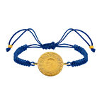 Gekas Kuyumculuk 22 Ayar Yeni Çeyrek Altın Mavi Renkli İpli Bileklik