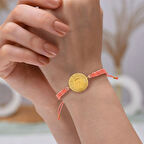 Gekas Kuyumculuk 22 Ayar Yeni Yarım Altın Açık Pembe Renkli İpli Bileklik