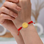 Gekas Kuyumculuk 22 Ayar Yeni Yarım Altın Kırmızı Renkli İpli Bileklik