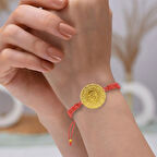 Gekas Kuyumculuk 22 Ayar Yeni Tam Altın Pembe Renkli İpli Bileklik