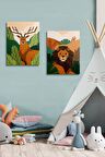 Erkek Ve Kız Çocuk Odaları İçin Dekoratif Soyut Desenli Figürlü Kanvas Çerçeve Çerçeveli Tablo