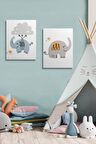 Erkek Ve Kız Çocuk Odaları İçin Dekoratif Soyut Desenli Figürlü Kanvas Çerçeve Çerçeveli Tablo