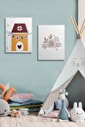 Erkek Ve Kız Çocuk Odaları İçin Dekoratif Soyut Desenli Figürlü Kanvas Çerçeve Çerçeveli Tablo