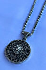 Aslanlı Vegvisir Pusula El İşçiliği Paslanmaz Çelik Zincir Erkek Kolye