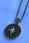 Vegvisir Pusula El İşçiliği Paslanmaz Çelik Zincir Erkek Kolye