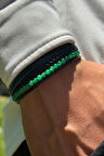 Yeşil Doğal Taşlı El İşçiliği ile Üretilmiş Hakiki Deri Erkek Bileklik