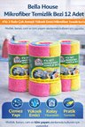 Bella House Mikrofiber Temizlik Bezi 12 Adet (4'lü 3 Rulo) Çok Amaçlı Yüksek Emici Mikrofiber Temizl