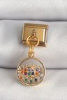 BUĞZ 316L Çelik Gold Renk Sallantı Renkli Zirkon Taşlı Göz Model Nomination Charm
