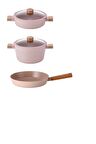 Neoflam Blossom 5 Parça Tencere Tava Seti Pembe