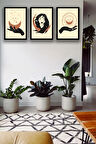 3 Parça Çerçeve Görünümlü Şık Boho Tablo Modeli, Oturma Odası, Salon, Ofis, Yatak Odası Duvar Dekoru