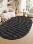 OVAL Bubble Ultra Soft Puffy Kaymaz Taban Peluş Tavşan Tüyü Halı Antrasit