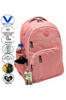 1710 Suya Dayanıklı Okul Sırt Çantası Unisex Günlük Okul Çantası Pudra