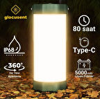 Glocusent Kamp Feneri Lambası 120 Saat Şarjlı Kullanım, Ip68 Su Geçirmez, Kamp, Deprem Çantası Feneri Ve Afet