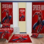 SPIDERMAN Desenli Çocuk Odası Takım Perde (iki Kanat),Yatak Örtüsü,Yastık,Kırlent ,Halı,Tablo