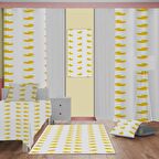 Küçük ördekler Desenli Çocuk Odası Takım Perde (iki Kanat),Yatak Örtüsü,Yastık,Kırlent ,Halı,Tablo