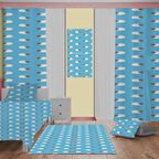 set tekam Çocuk Odası Takım Perde (iki Kanat),Yatak Örtüsü,Yastık,Kırlent ,Halı,Tablo