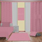 Küçük kalpler Desenli Çocuk Odası Takım Perde (iki Kanat),Yatak Örtüsü,Yastık,Kırlent ,Halı,Tablo