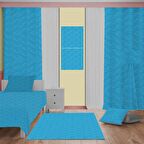 Küçük kalpler Desenli Çocuk Odası Takım Perde (iki Kanat),Yatak Örtüsü,Yastık,Kırlent ,Halı,Tablo