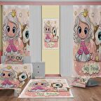 Fairy Friends Desenli Çocuk Odası Takım Perde (iki Kanat),Yatak Örtüsü,Yastık,Kırlent ,Halı,Tablo
