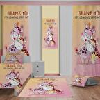 Çocuk Odası Takım Perde (iki Kanat),Yatak Örtüsü,Yastık,Kırlent ,Halı,Tablo