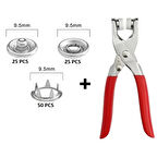 Metal Çıtçıtlı Düğme Pensesi Ve Düğmesi (25 Set)