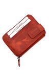 , Hakiki Deri Crazy Fermuarlı Unısex Cüzdan C212 Kırmızı
