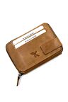 , Hakiki Deri Crazy Fermuarlı Unısex Cüzdan C212 Taba