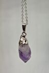 Sertifikalı Ham Ametist Doğaltaş Kolye Zincir