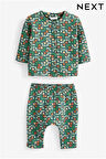 Next Baby % 100 Pamuklu Green Flovers Uzun Kollu Ceket Tayt Alt Üst Takım