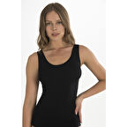 Geniş Askılı Siyah Ribana Atlet