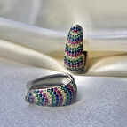 XUPING RENKLİ KÜBİK ZİRKON TAŞLI GÜMÜŞ RENK KÜPE